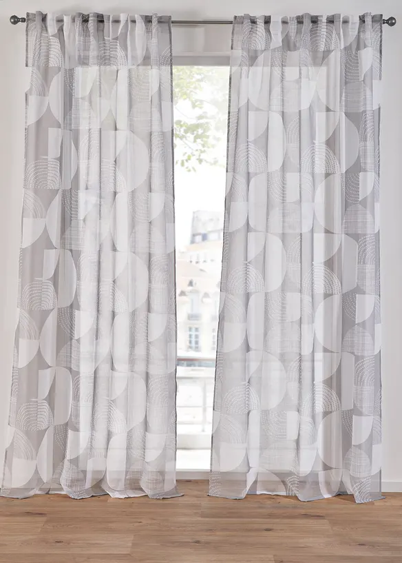 Transparant gordijn met print (1 stuk), bonprix