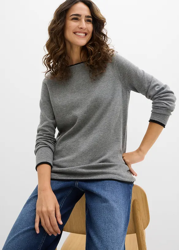 Fijn gebreide trui van katoenmix, bonprix