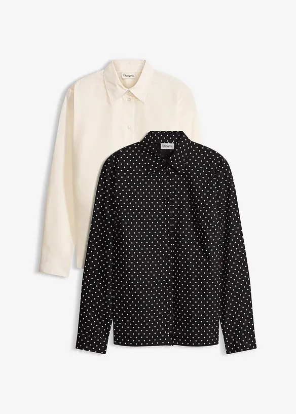 Overhemdblouses met katoen (set van 2), bonprix