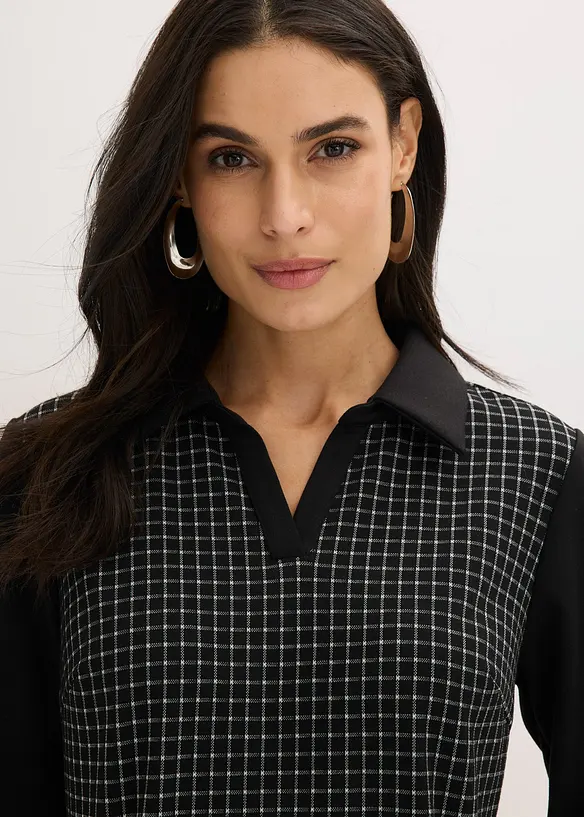 Jacquard jurk met contrasterende kraag, bonprix