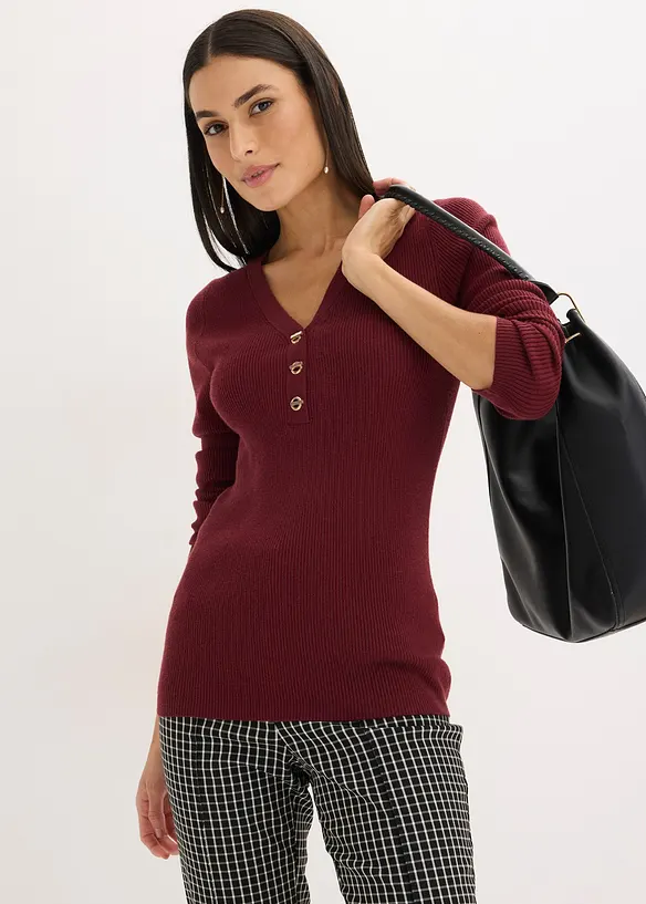 Geribde trui met viscose, bonprix