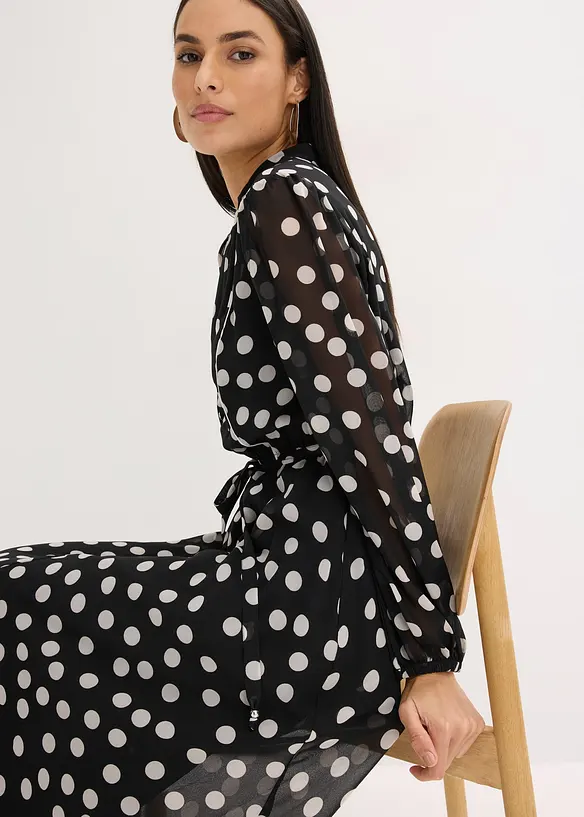 Chiffonjurk met contrasterende details, bonprix