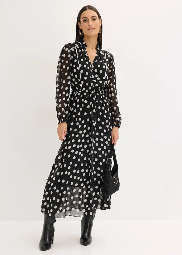 Chiffonjurk met contrasterende details, bonprix