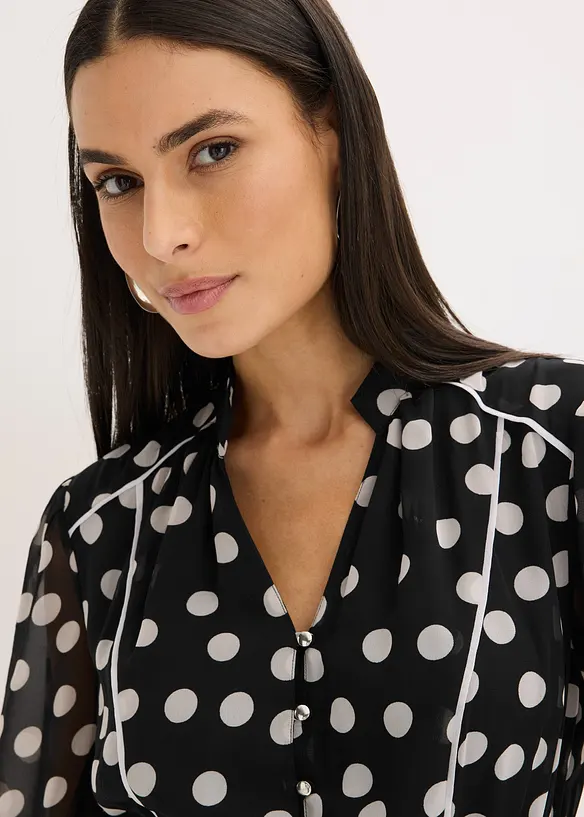 Chiffonjurk met contrasterende details, bonprix