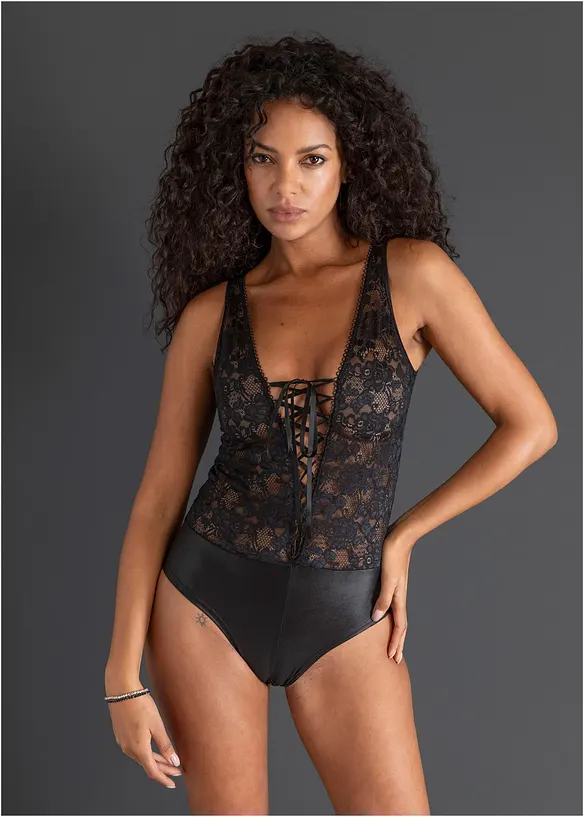 Body ouvert in wetlook, bonprix