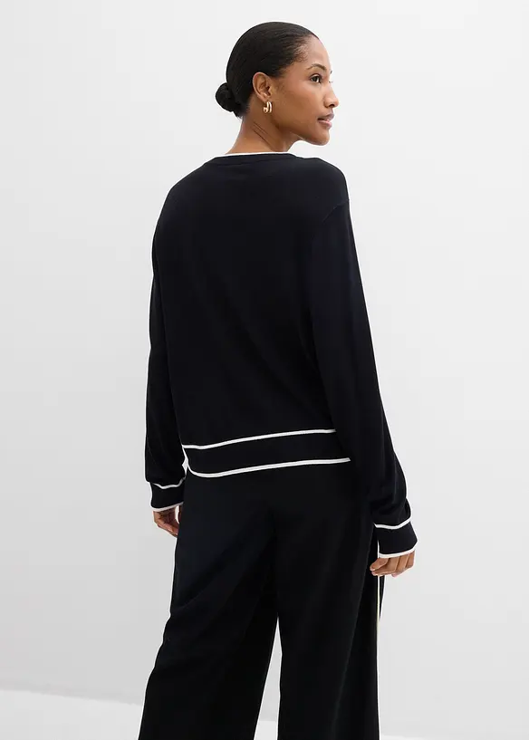 Fijngebreide trui in een viscosemix, bonprix