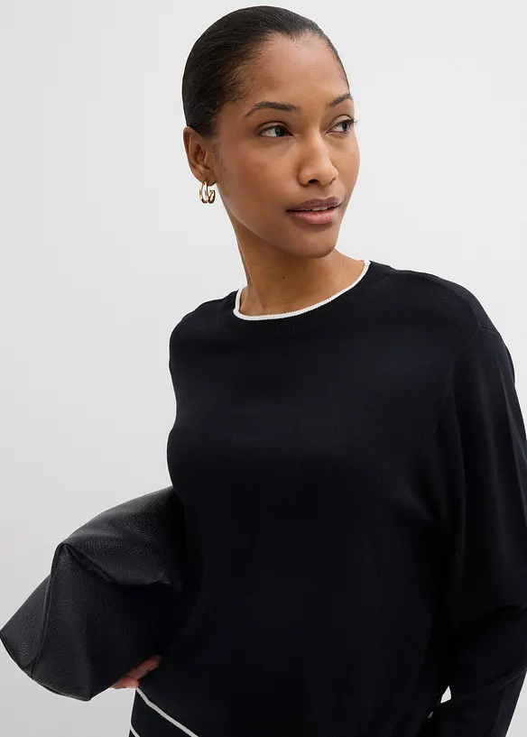 Fijngebreide trui in een viscosemix, bonprix