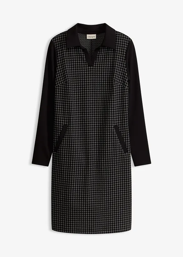 Jacquard jurk met contrasterende kraag, bonprix