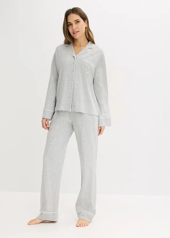 Pyjama met viscose en knoopsluiting, bonprix