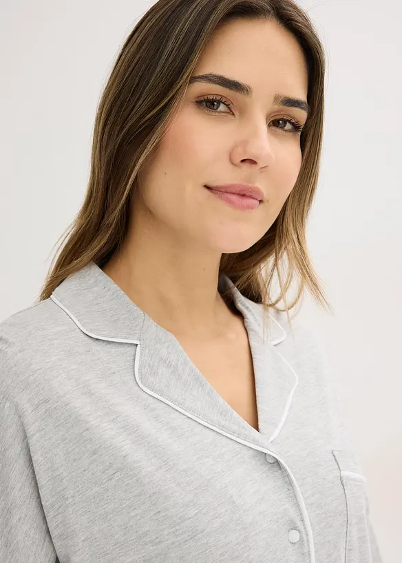 Pyjama met viscose en knoopsluiting, bonprix