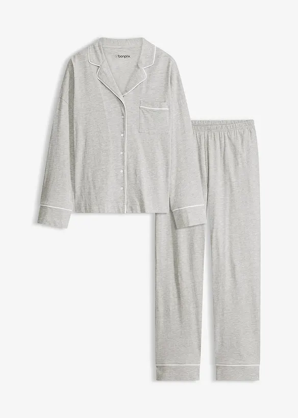Pyjama met viscose en knoopsluiting, bonprix
