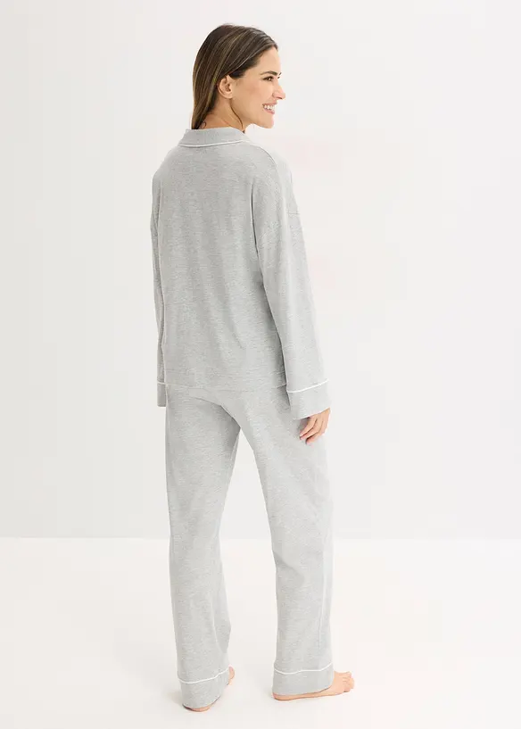 Pyjama met viscose en knoopsluiting, bonprix