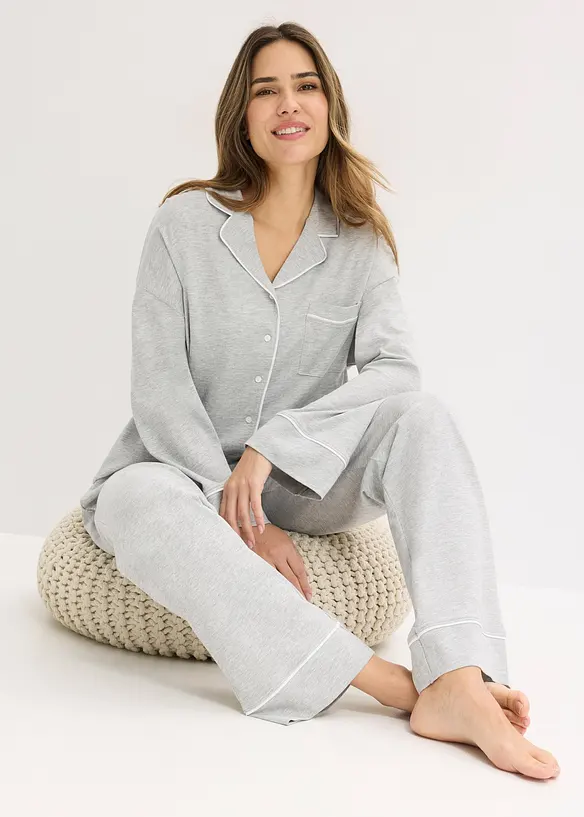 Pyjama met viscose en knoopsluiting, bonprix