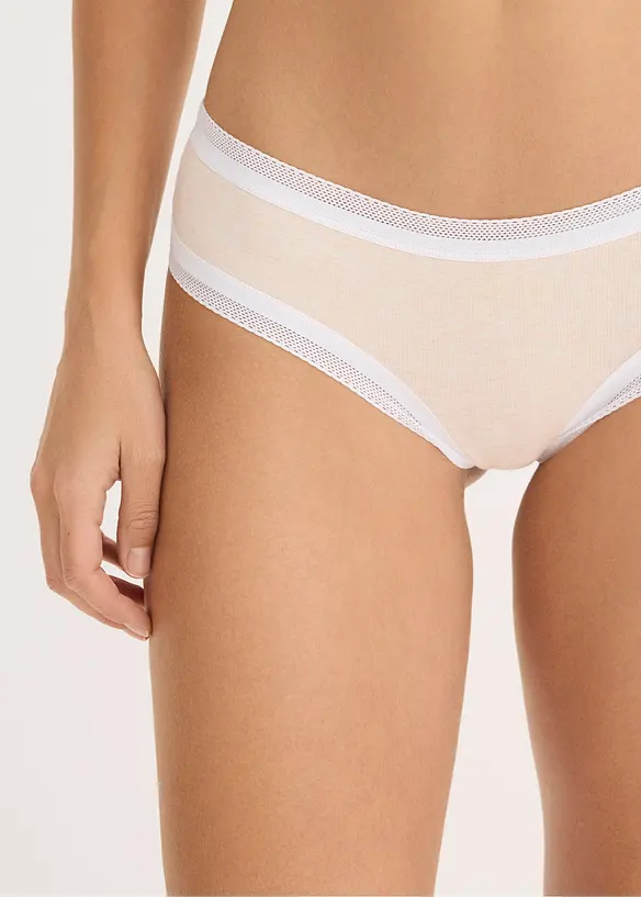 Braziliaanse slip geribbeld met kant (set van 4), bonprix