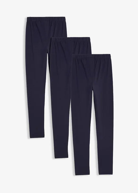 Legging in een elastische katoenmix (set van 3), bonprix