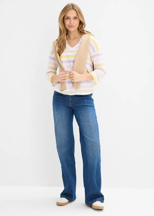 Slub shirt van biologisch katoen, 3/4 mouwen, bonprix