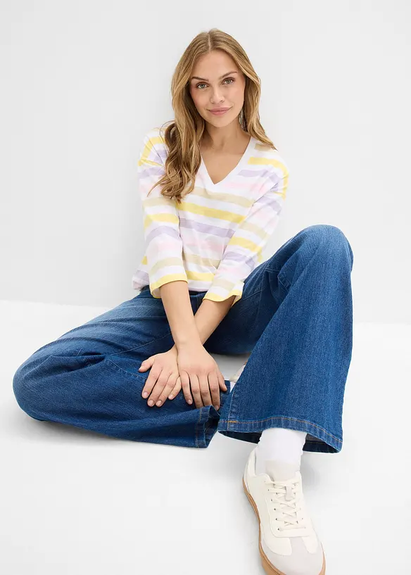 Slub shirt van biologisch katoen, 3/4 mouwen, bonprix