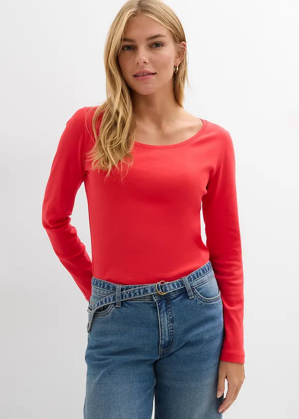 Katoenen longsleeve met ronde hals, bonprix