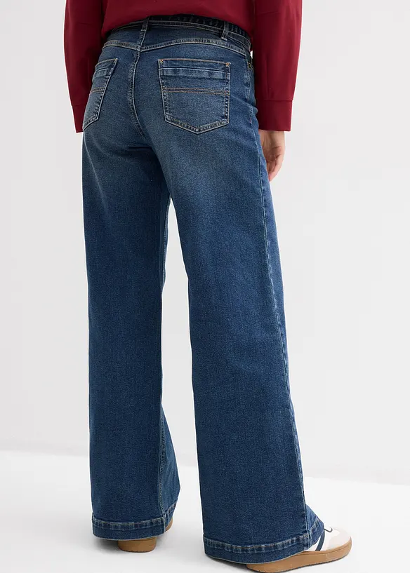Wide leg jeans mid waist, full length, bonprix