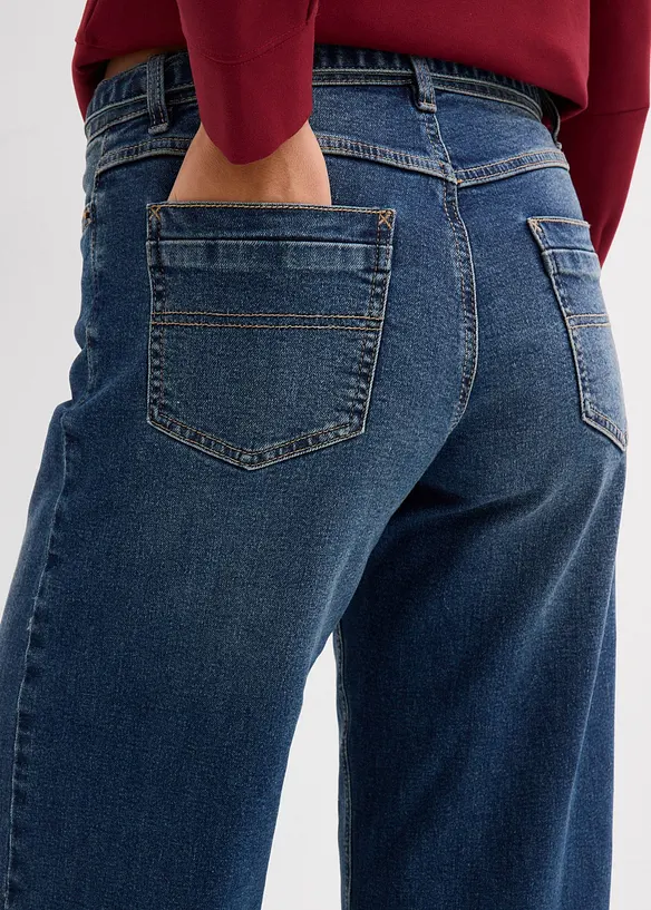 Wide leg jeans mid waist, full length, bonprix