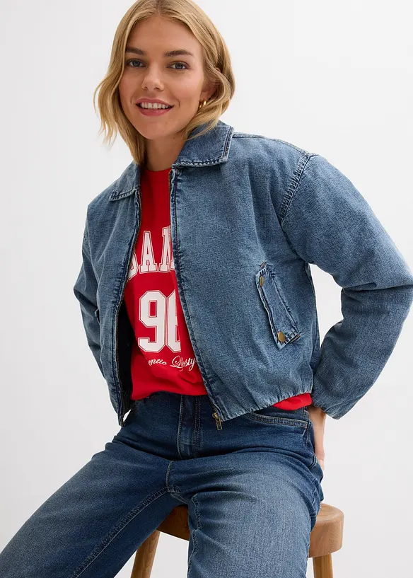 Warm gewatteerde spijkerjas, bubble zoom, bonprix