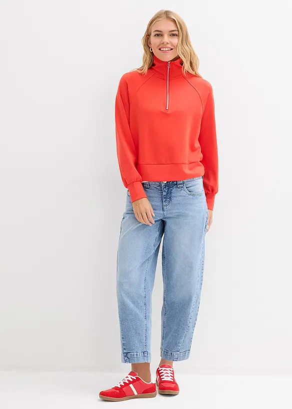 Barrel jeans mid waist, cropped, bonprix