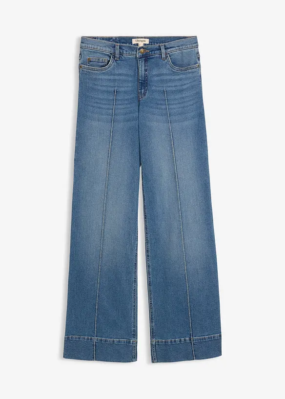 Wide leg jeans mid waist, full length, bonprix