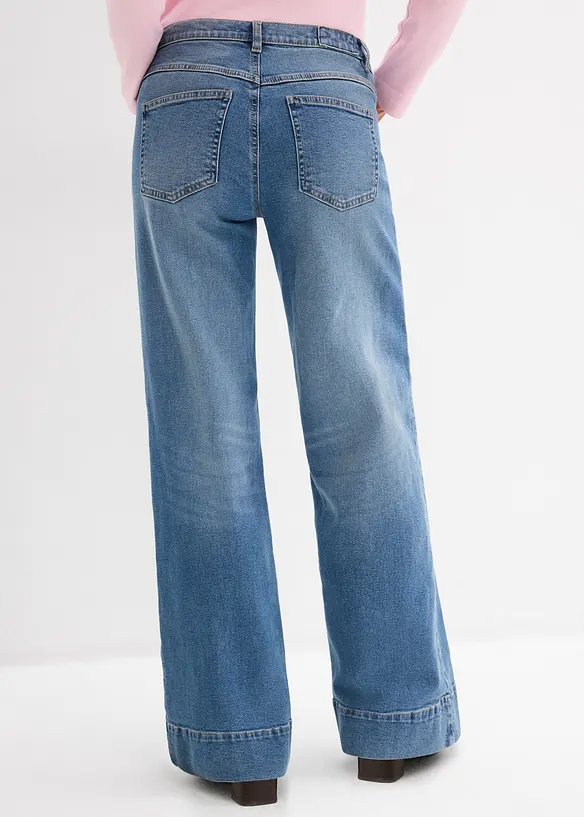 Wide leg jeans mid waist, full length, bonprix