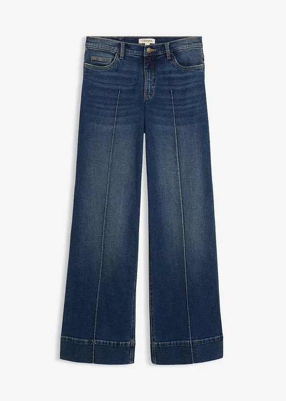 Wide leg jeans mid waist, full length, bonprix