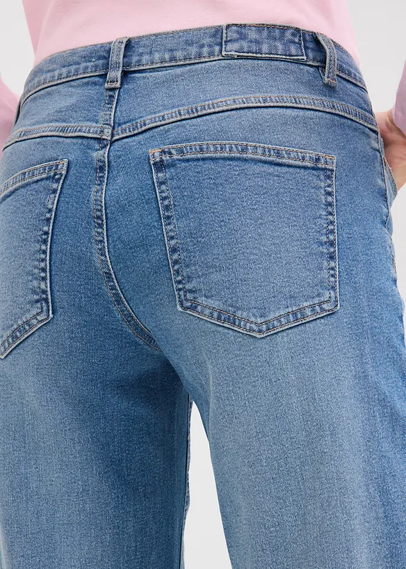 Wide leg jeans mid waist, full length, bonprix