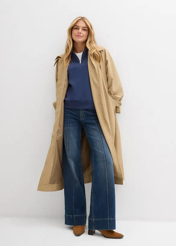 Wide leg jeans mid waist, full length, bonprix