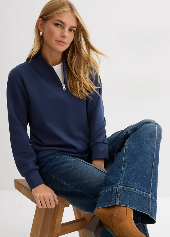 Wide leg jeans mid waist, full length, bonprix