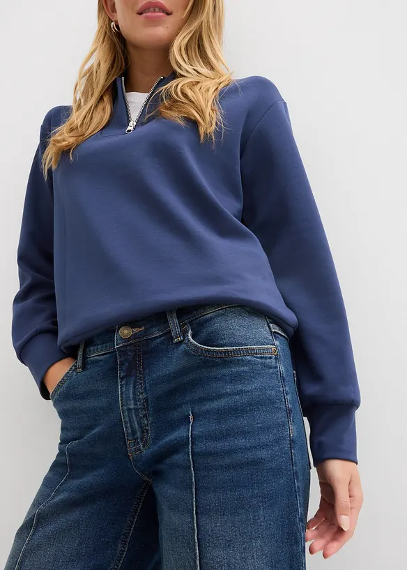 Wide leg jeans mid waist, full length, bonprix