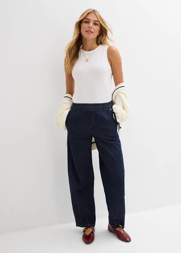 Barrel jeans mid waist met comfortband, bonprix