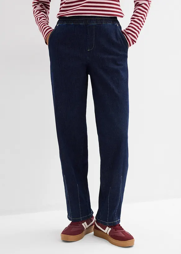 Barrel jeans mid waist met comfortband, bonprix