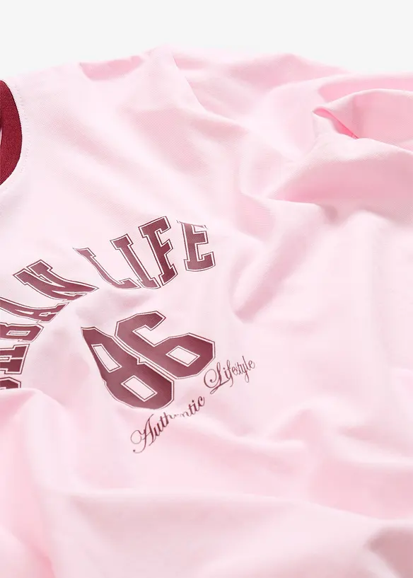 Kort shirt met lange mouwen in een elastische katoenmix, bonprix