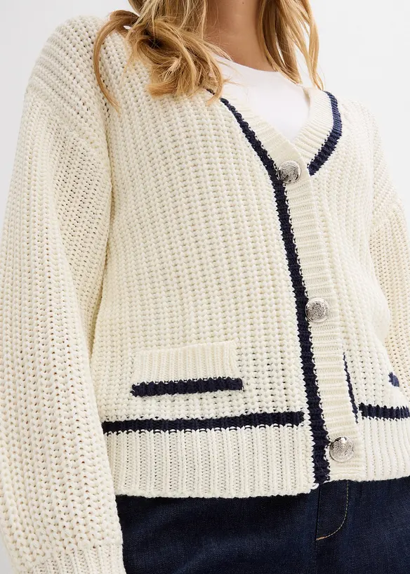Grof gebreide cardigan in een katoenmix, bonprix
