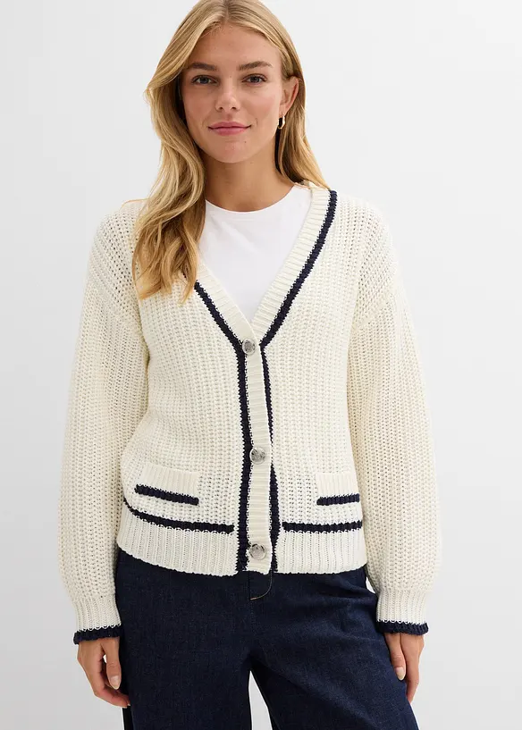 Grof gebreide cardigan in een katoenmix, bonprix