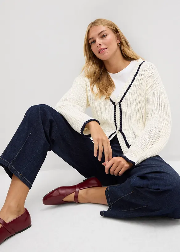 Grof gebreide cardigan in een katoenmix, bonprix