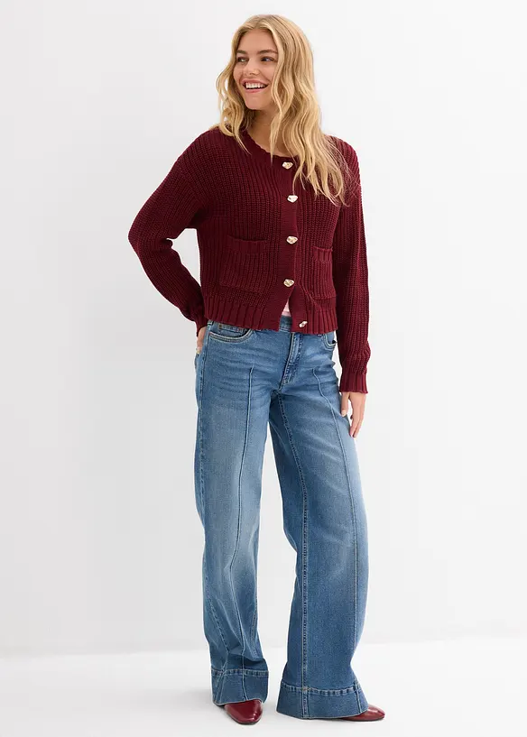 Grof gebreid vest met gehamerde knopen, bonprix