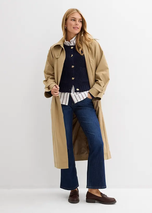 Grof gebreid vest met gehamerde knopen, bonprix