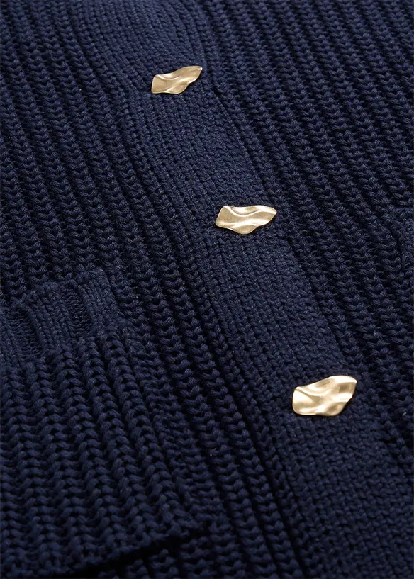 Grof gebreid vest met gehamerde knopen, bonprix