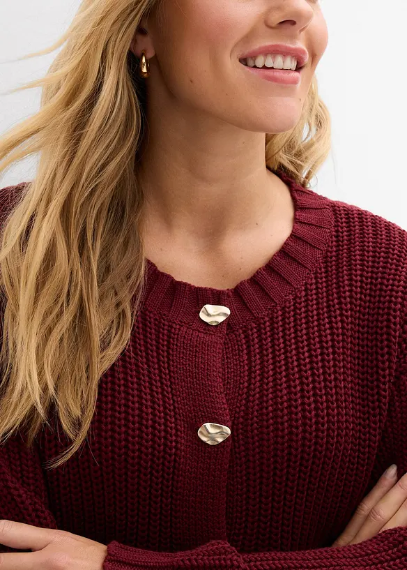 Grof gebreid vest met gehamerde knopen, bonprix