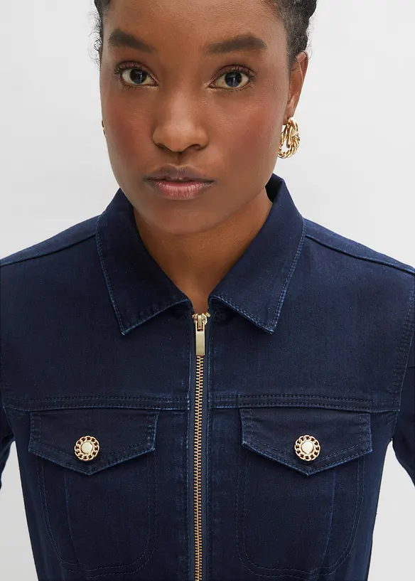 Spijkerjurk met ritssluiting, bonprix