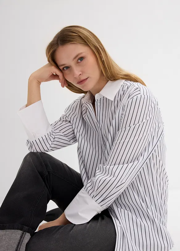 Oversized overhemd van puur katoen, bonprix