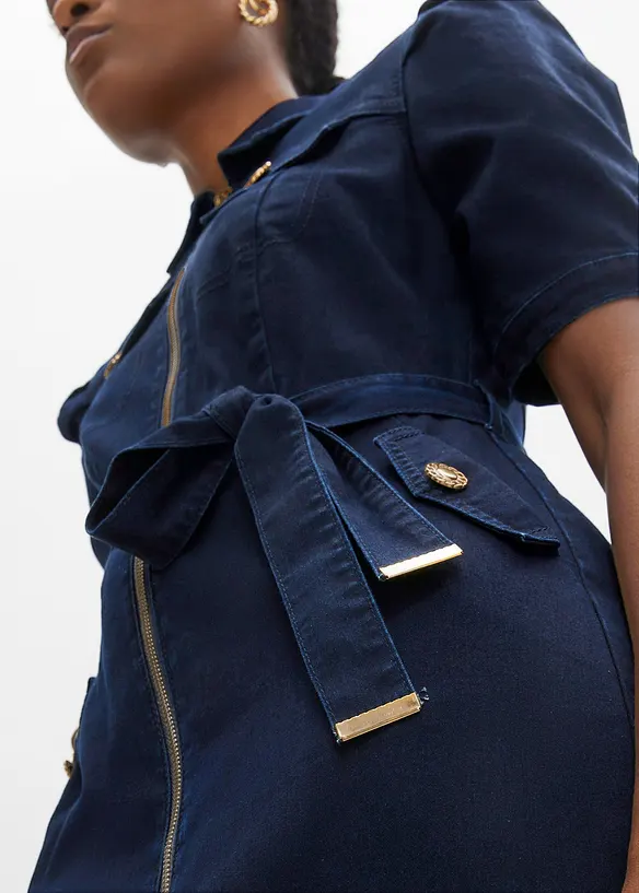 Spijkerjurk met ritssluiting, bonprix