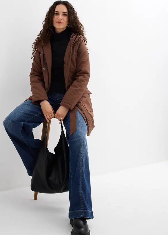 Waterafstotende outdoor jas met riem, pantervoering, bonprix