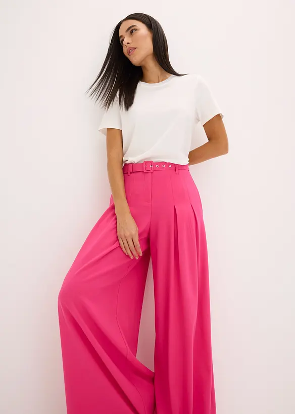 Bandplooibroek met riem (2-dlg. set), bonprix