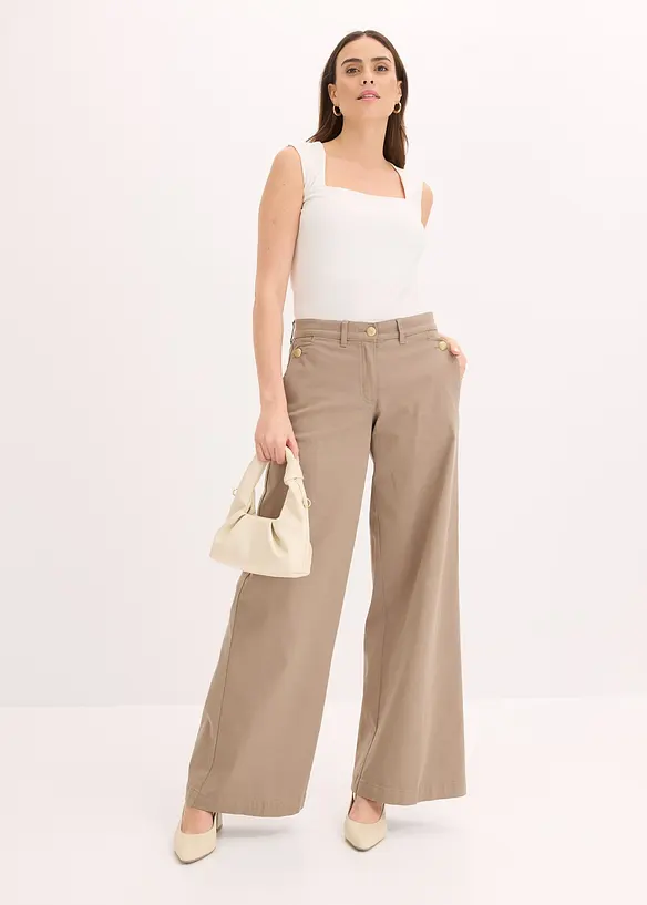 Wide leg broek met stretch, bonprix