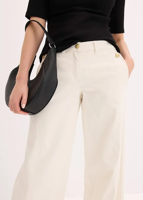 Wide leg broek met stretch, bonprix